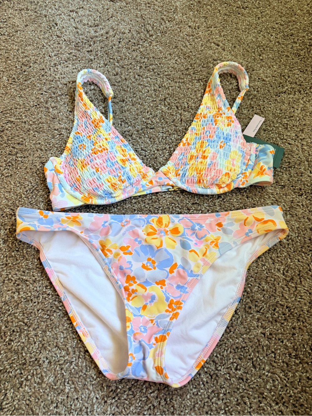 Floral Two-Piece One-Piece Style Swimsuit in Pastel Multi
